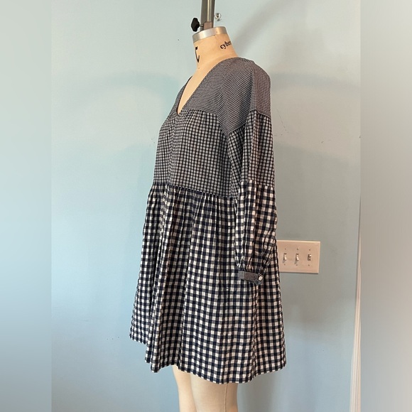 NWT Madewell Seersucker V-Neck Mini Dress in Gingham Check- Medium - Picture 8 of 10